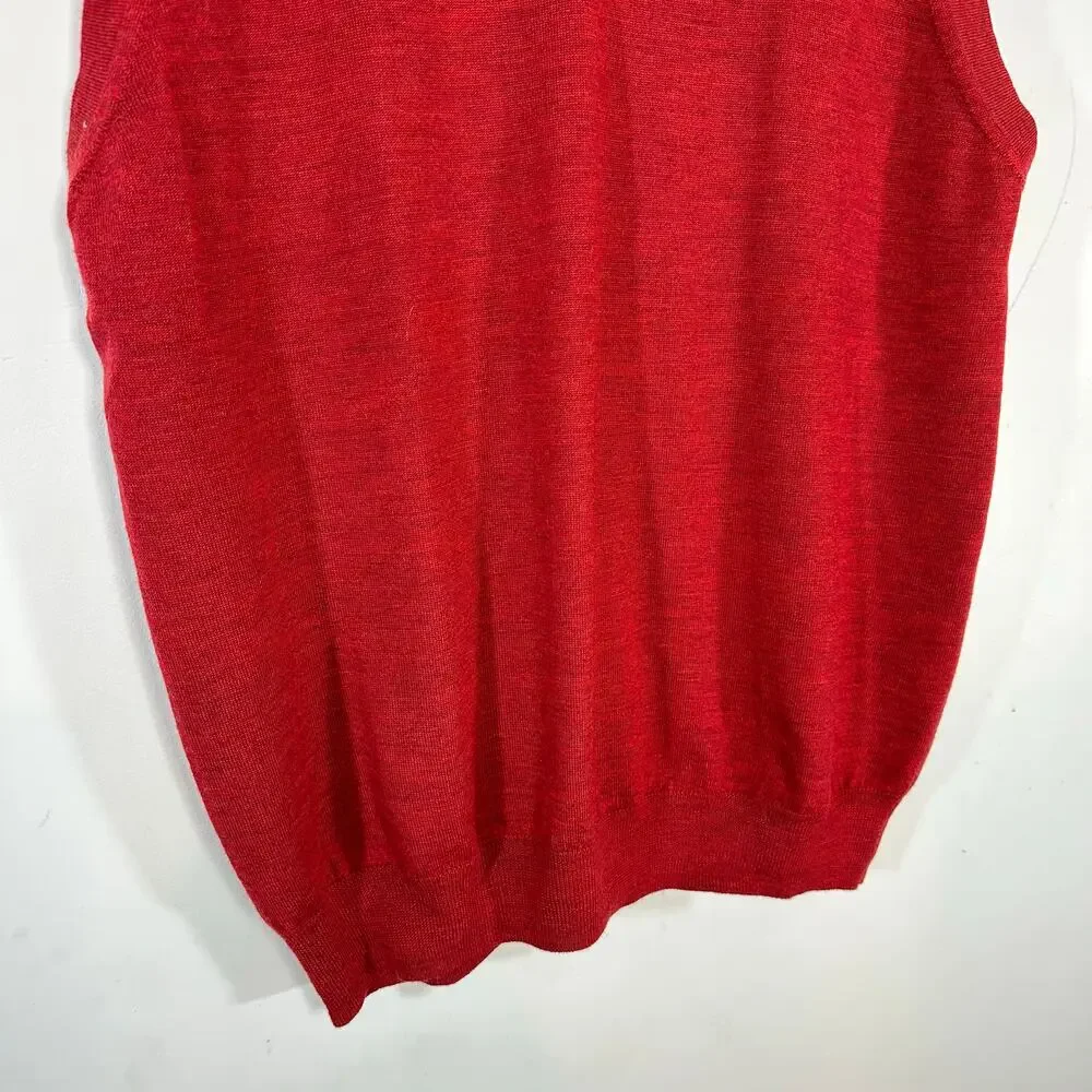 CARNOUSTIE Red Merino Wool Vest Sleeveless‎ Sweater Mens Large